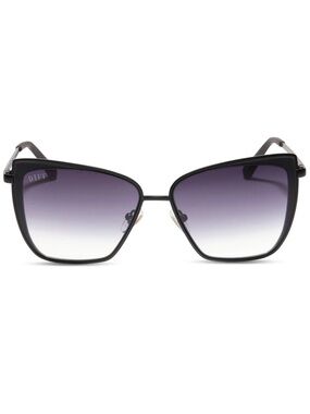 DIFF Grace Sunglasses Matte Black Frame Grey Gradient Lens Sharp Cat Eye NWT